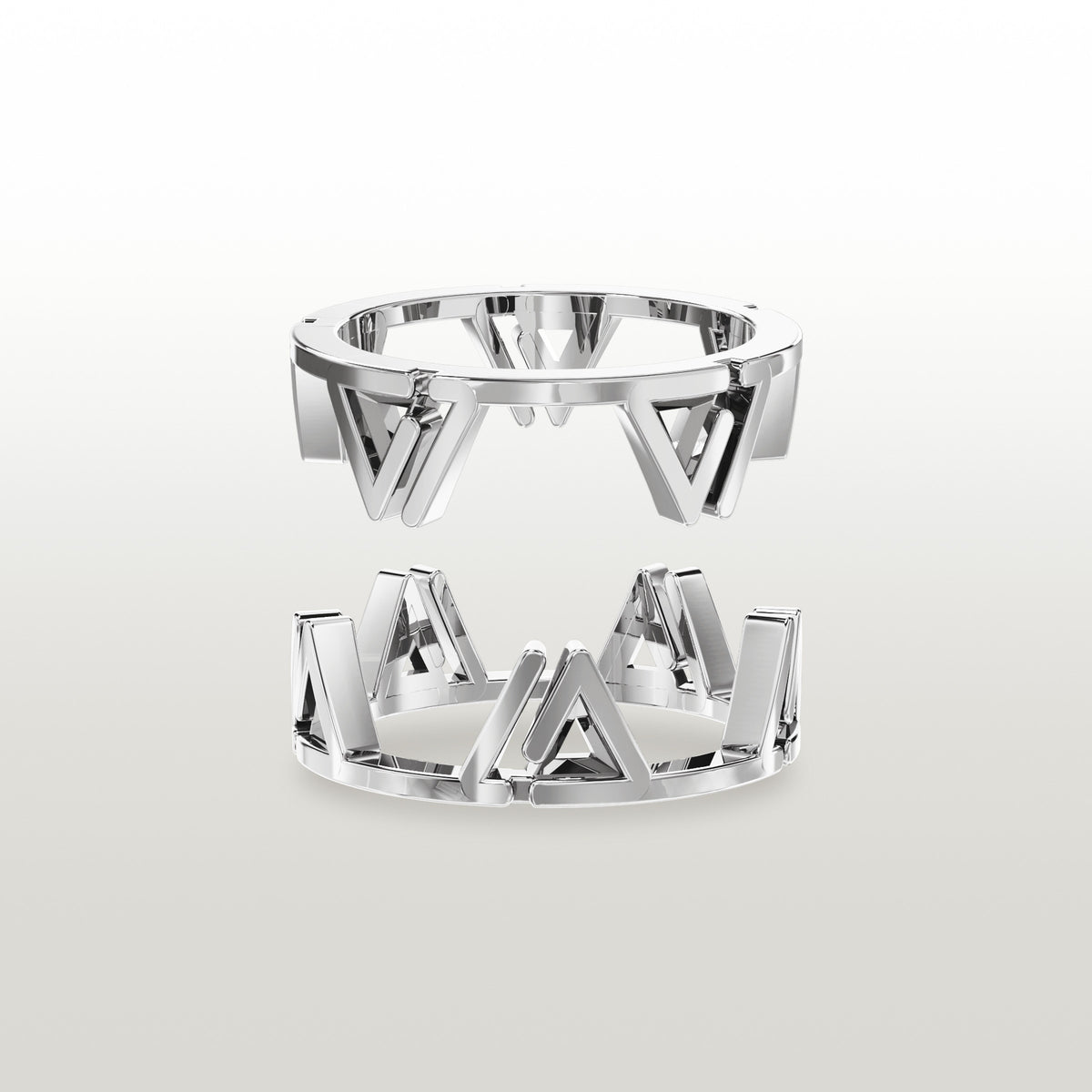 Anillo LILLO Puro de De Leville en oro blanco de 18 quilates, sus dos mitades encajadas, mostradas por separado