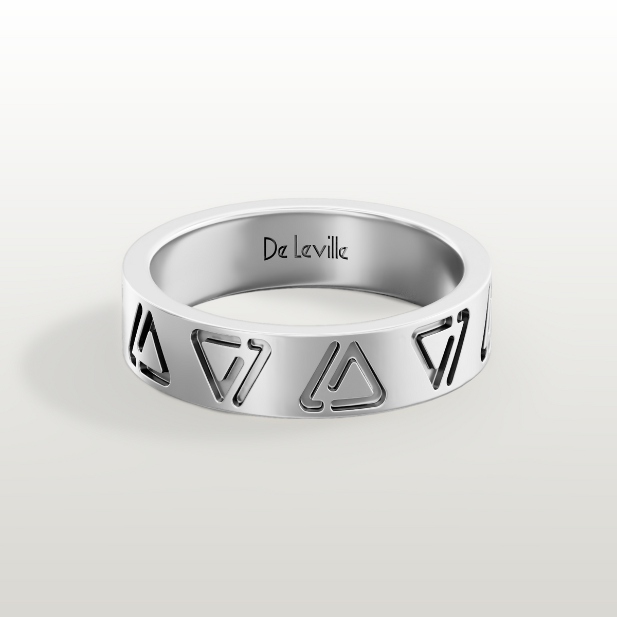 De Leville Classico Puro ring in 18k white gold — top view
