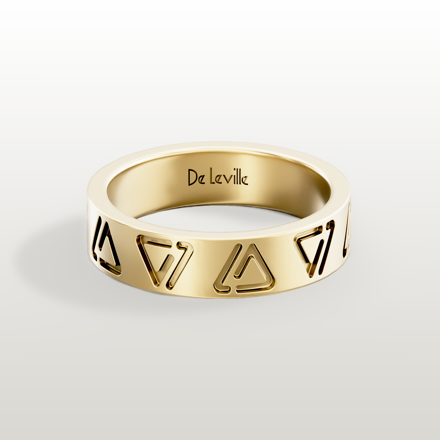 De Leville Classico Puro ring in 18k yellow gold — top view