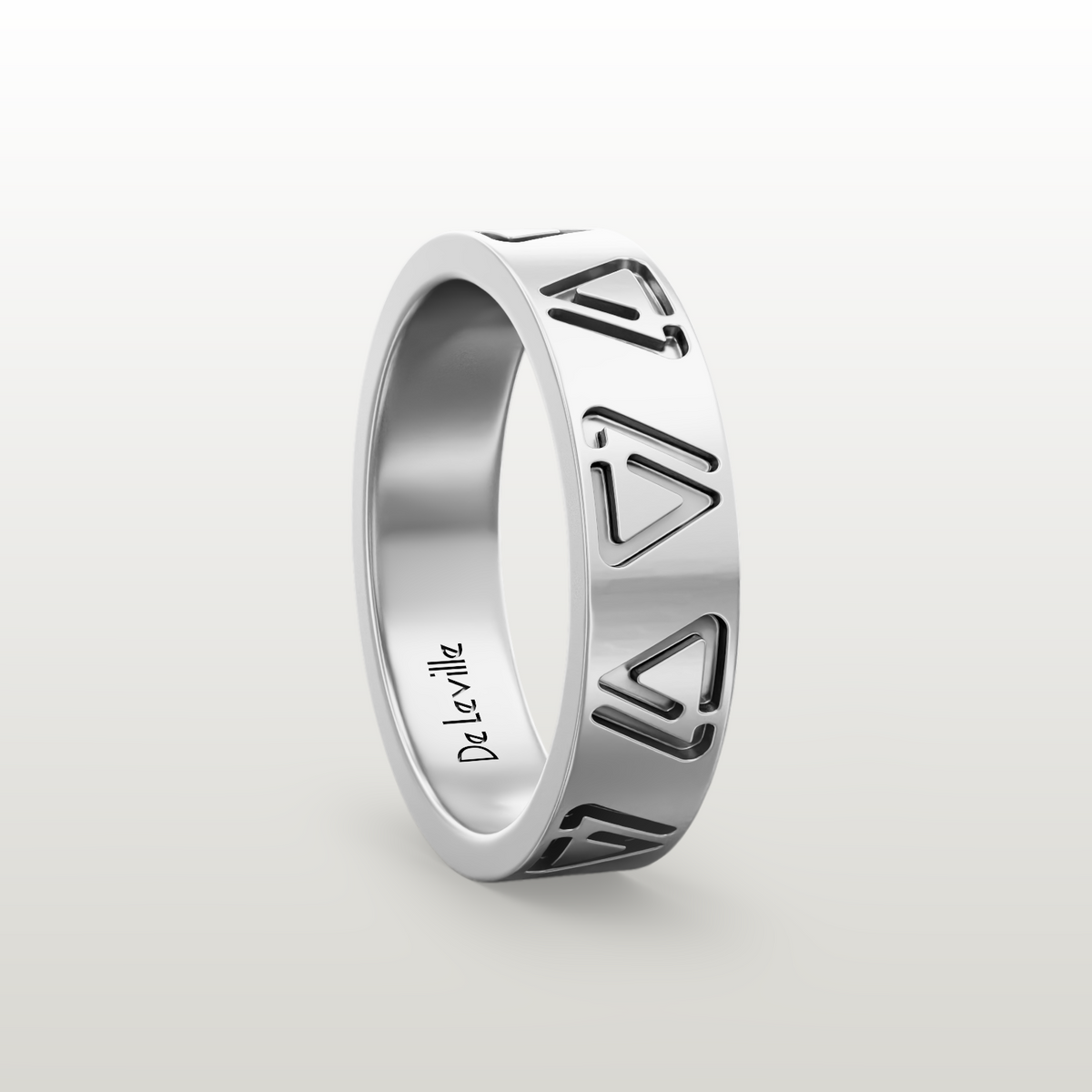 De Leville Classico Puro ring in 18k white gold — angled view