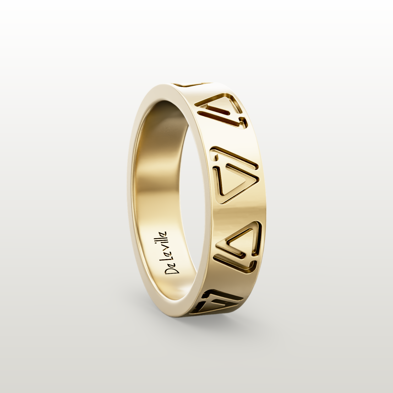 De Leville Classico Puro ring in 18k yellow gold — angled view
