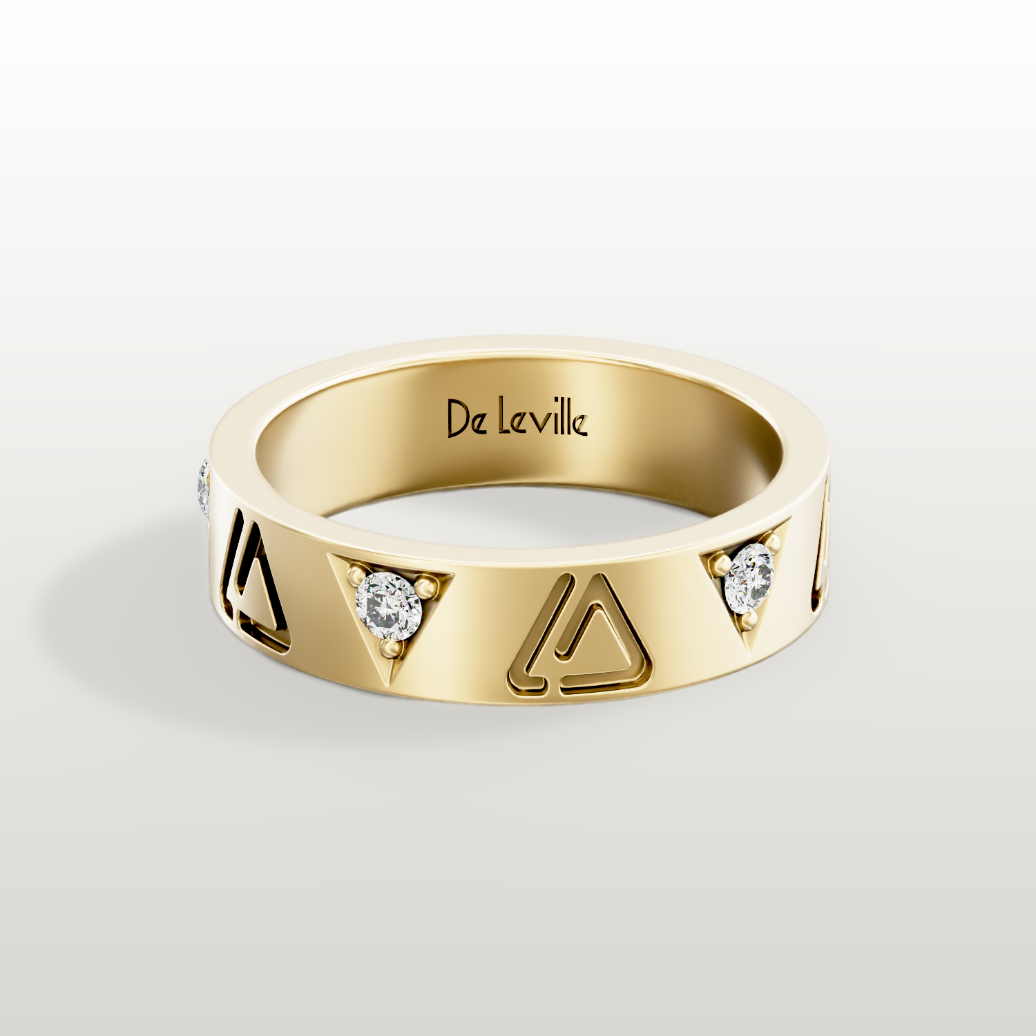 De Leville Classico Regale ring in 18k yellow gold — top view