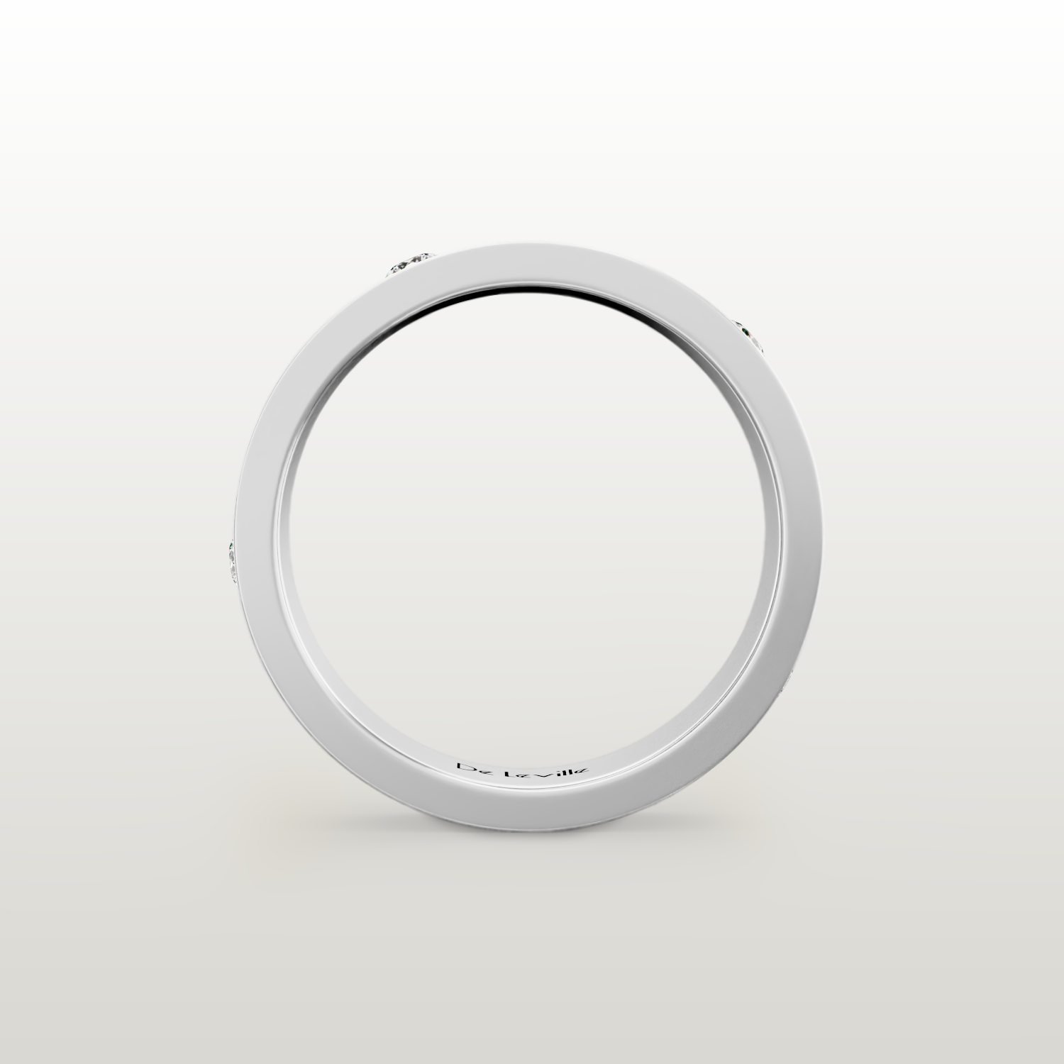 De Leville Classico Regale ring in 18k white gold — front view