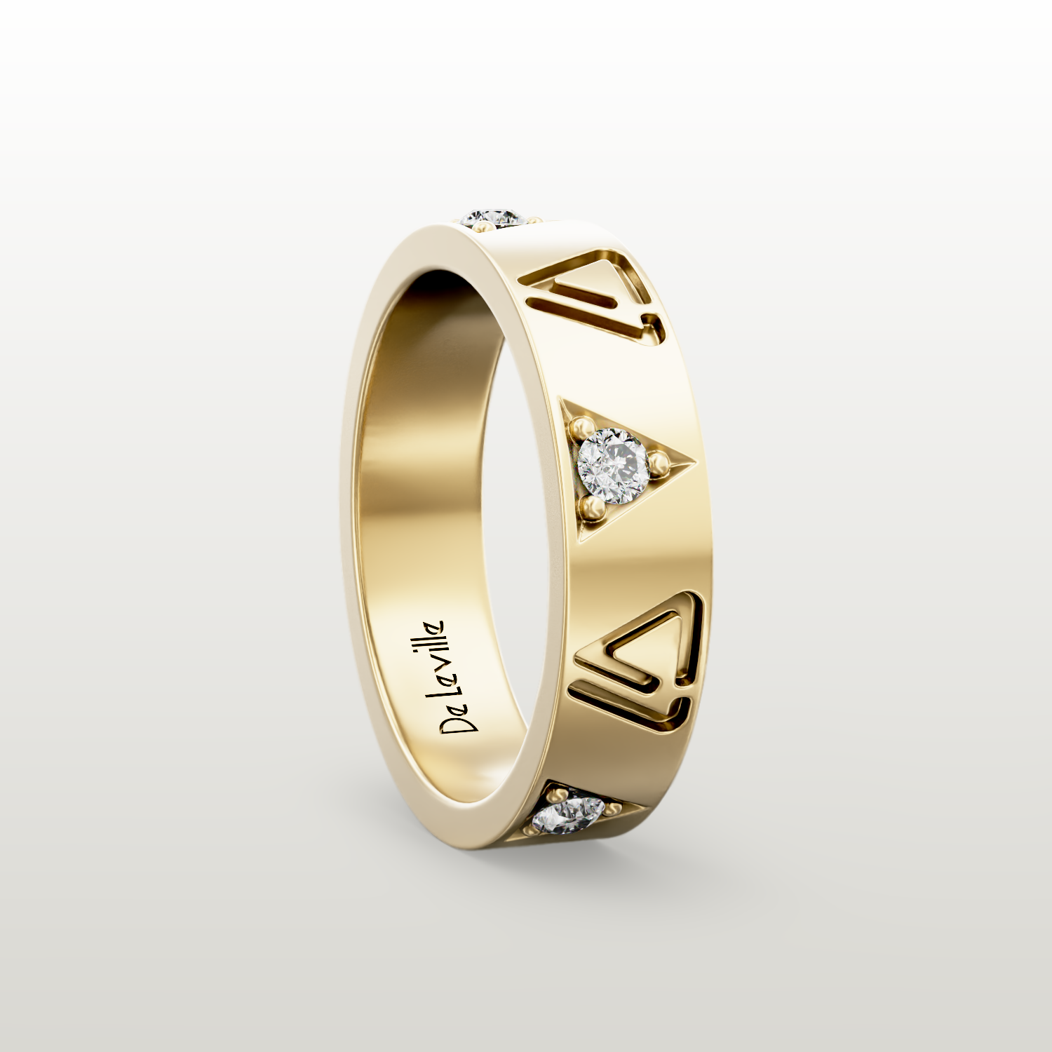 De Leville Classico Regale ring in 18k yellow gold — angled view
