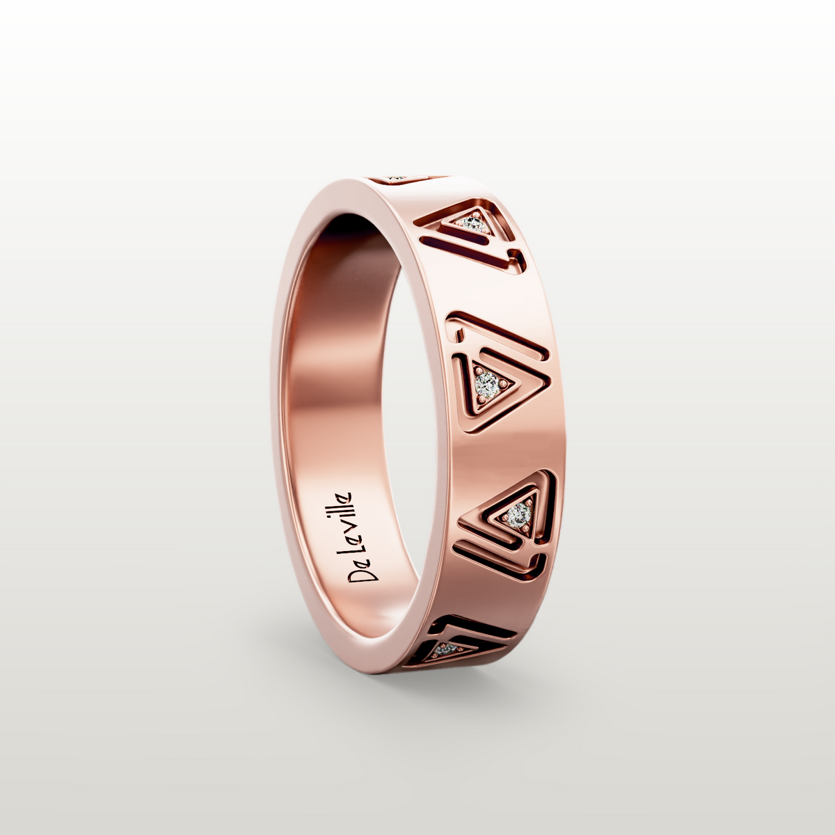 De Leville Classico Segreto ring in 18k rose gold — angled view