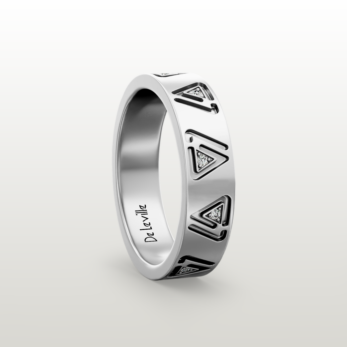 De Leville Classico Segreto ring in 18k white gold — angled view