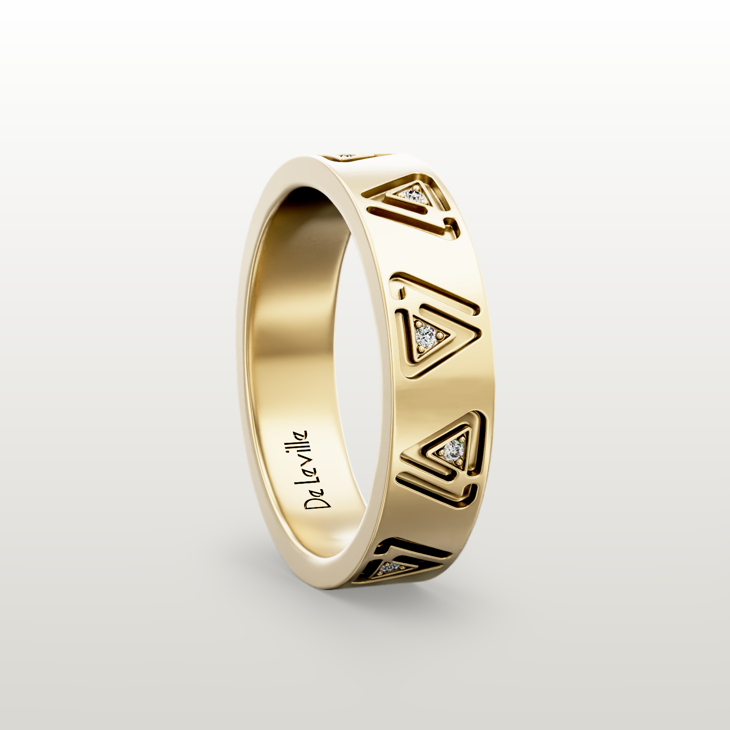 De Leville Classico Segreto ring in 18k yellow gold — angled view