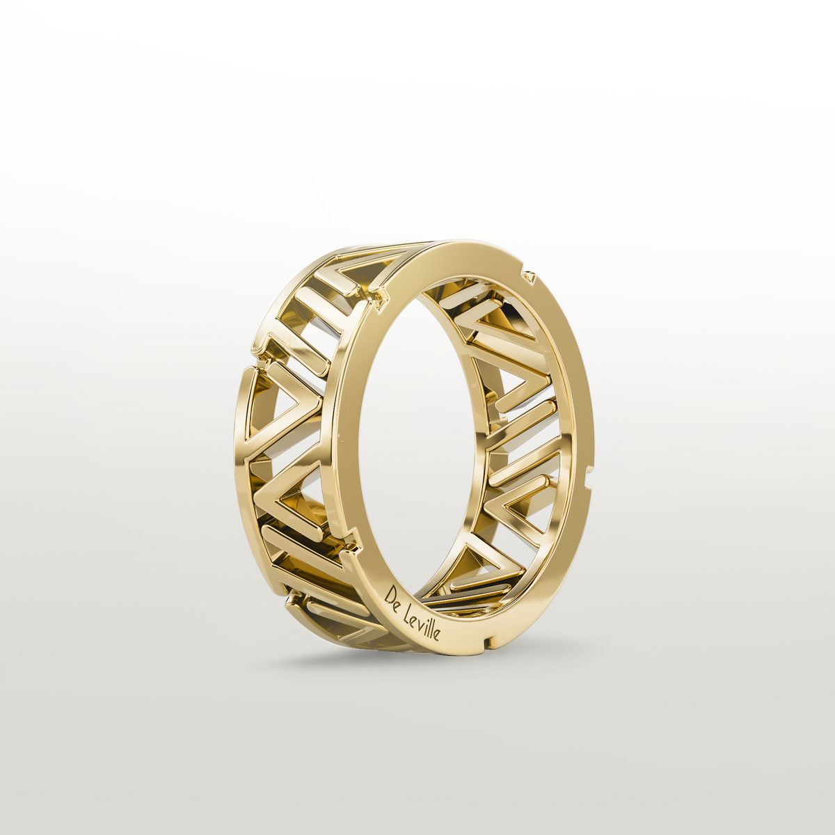 De Leville Incontro Puro ring in 18k yellow gold — angled view