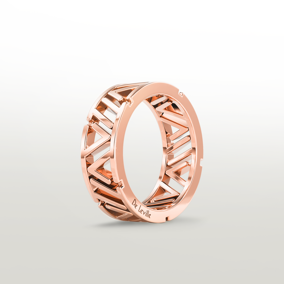 Anillo LILLO Puro de De Leville en oro rosa de 18 quilates, vista de tres cuartos