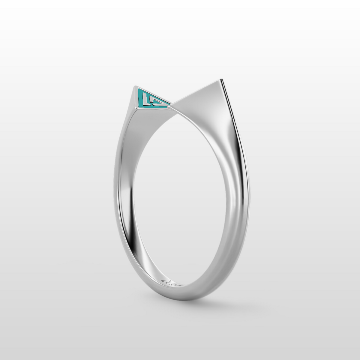 De Leville Mezza Luna ring in 18k white gold — angled view