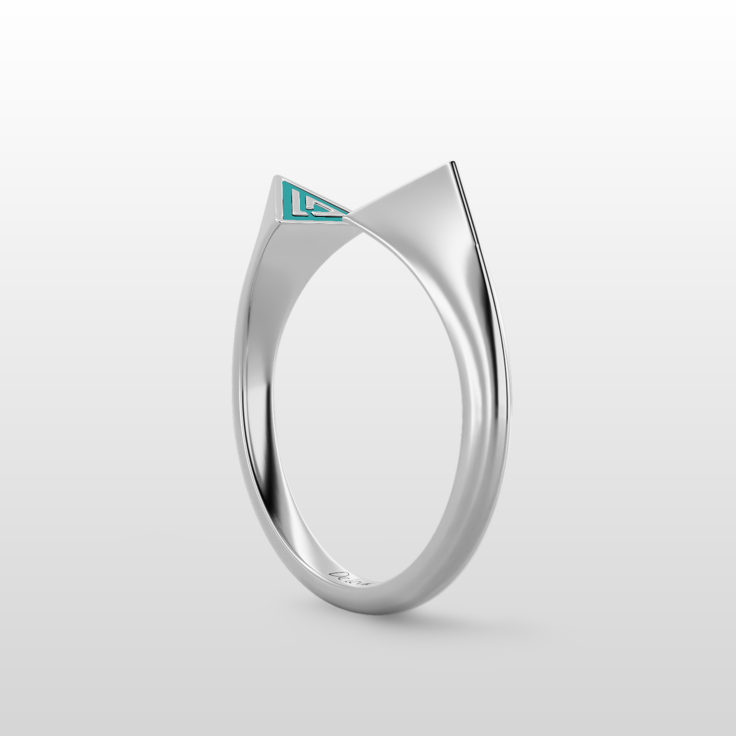 De Leville Mezza Luna ring in 18k white gold — angled view