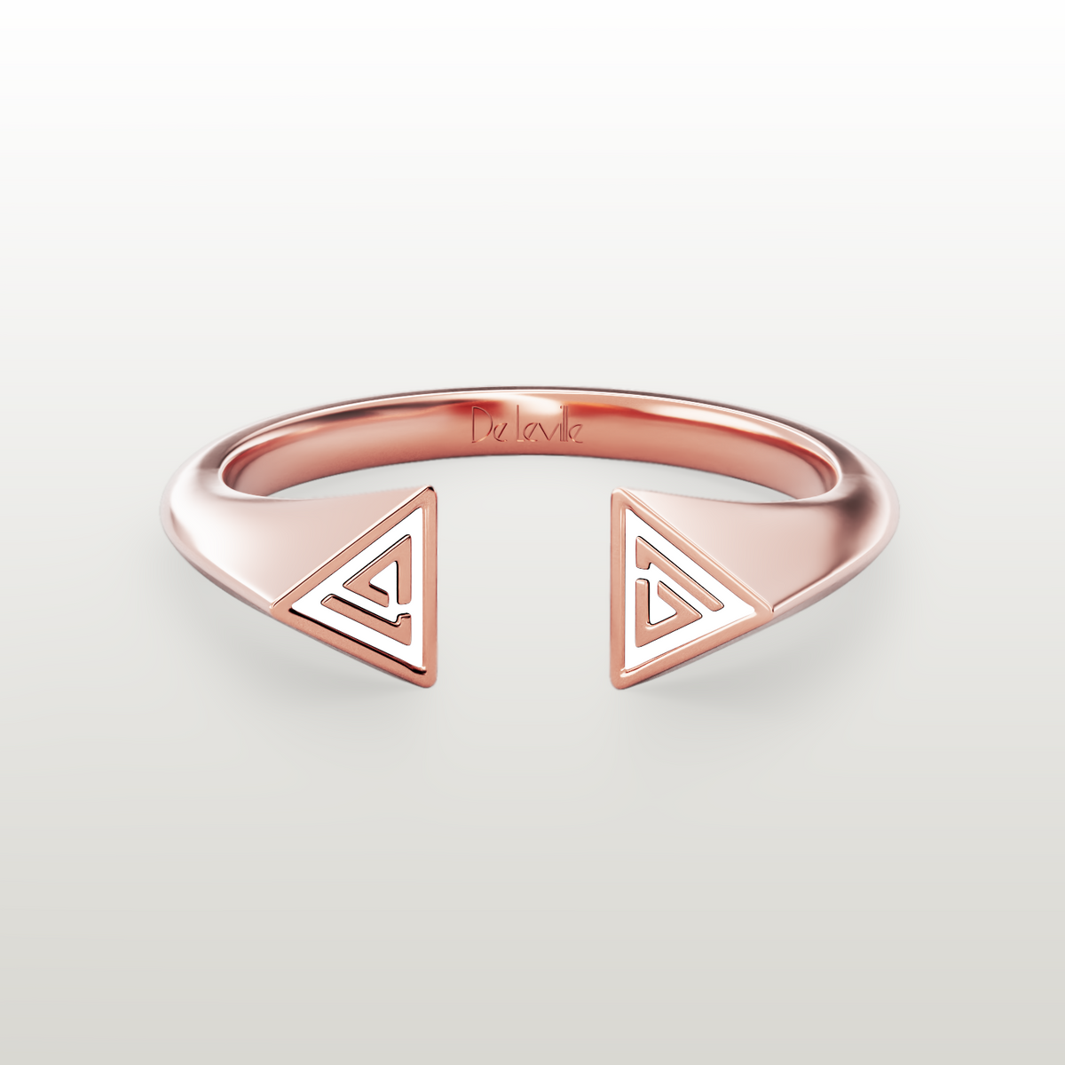 De Leville Mezza Luna ring in 18k rose gold — top view