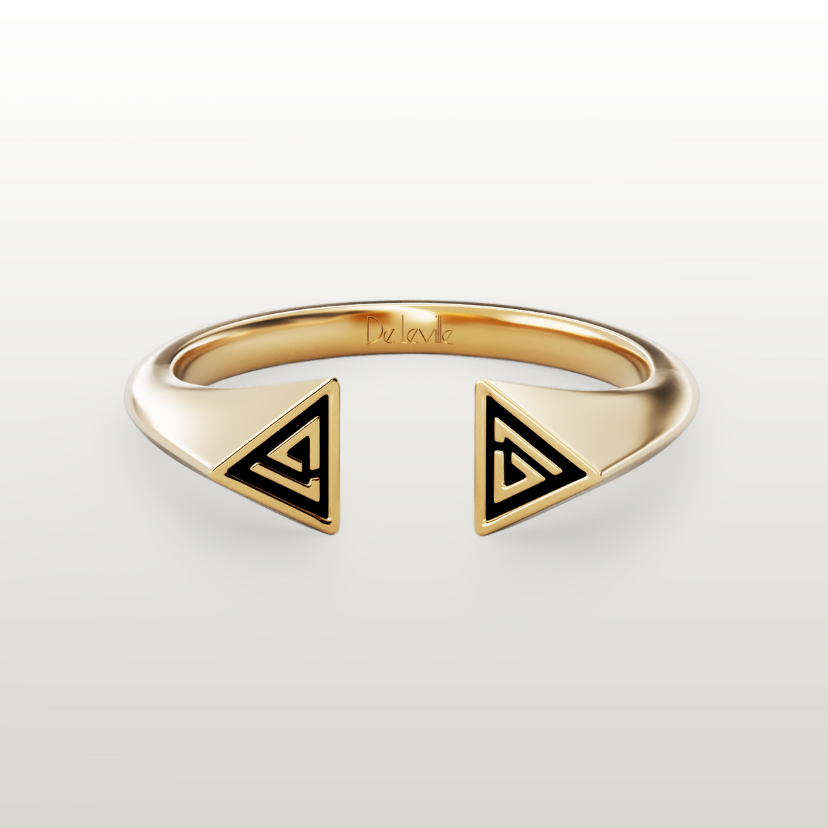 De Leville Mezza Luna ring in 18k yellow gold — top view