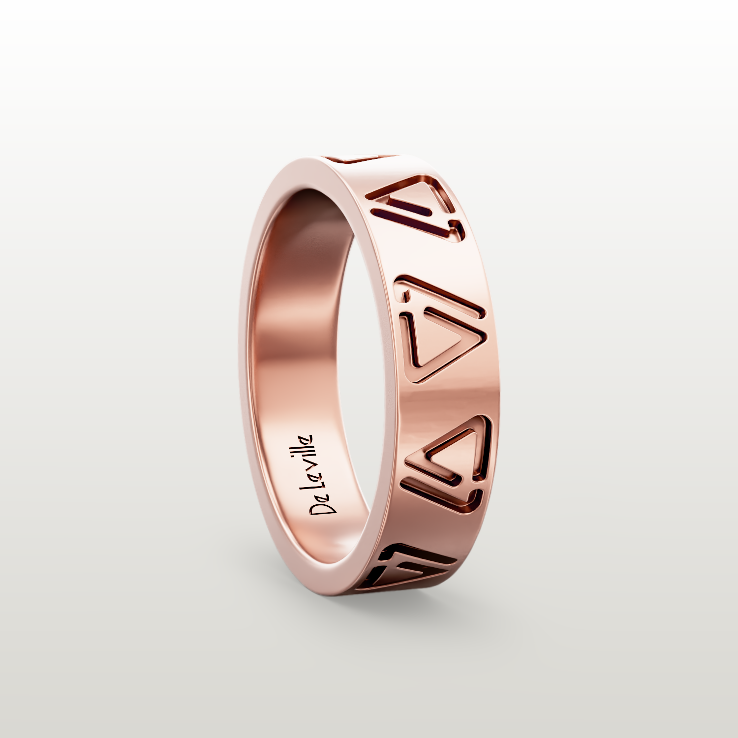De Leville Classico Puro ring in 18k rose gold — angled view