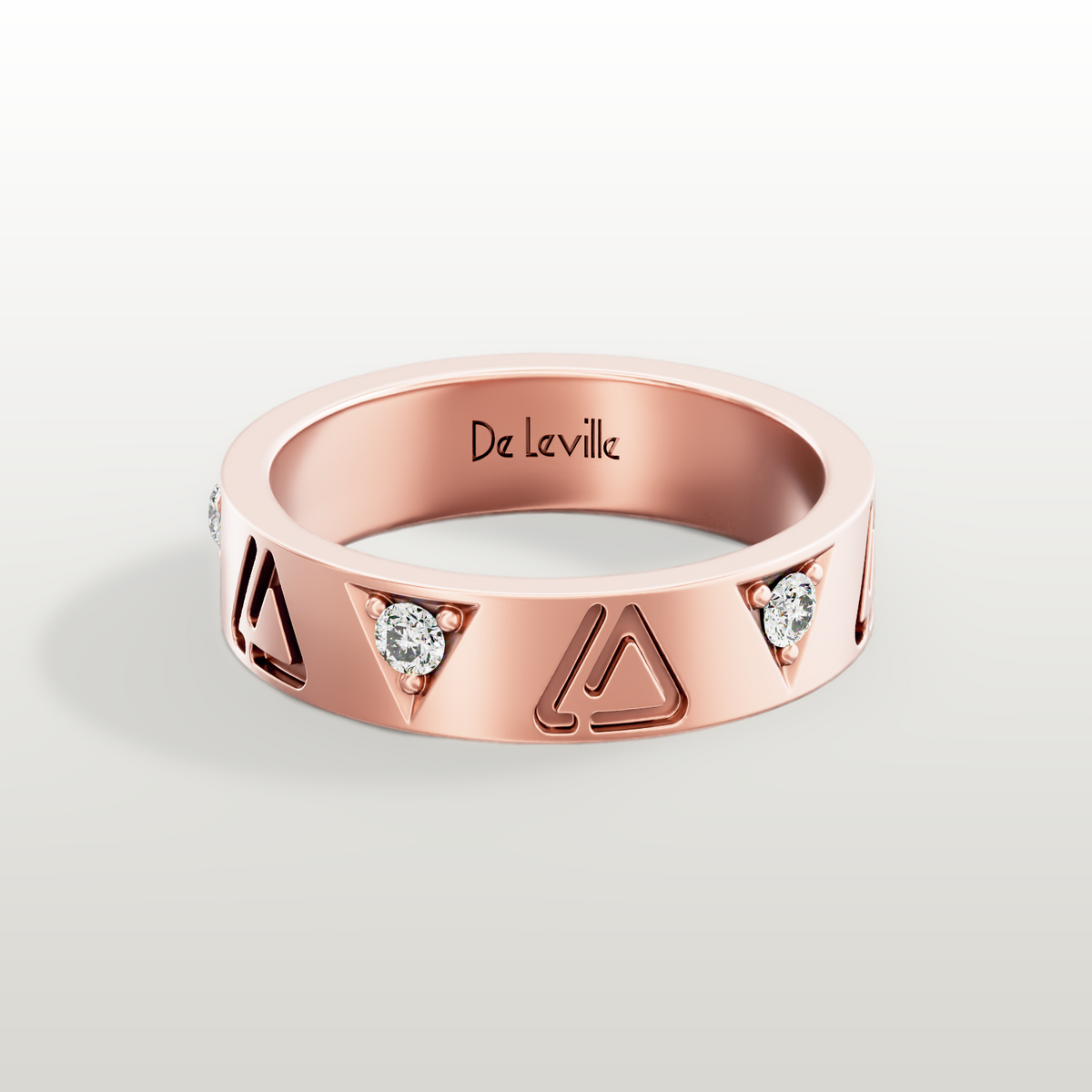 De Leville Classico Regale ring in 18k rose gold — top view