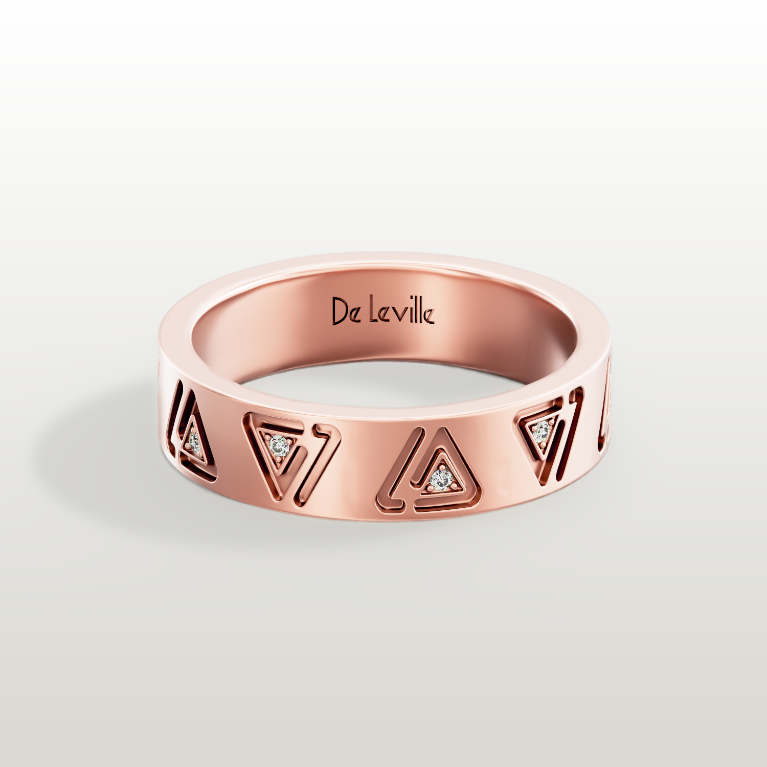 De Leville Classico Segreto ring in 18k rose gold — top view