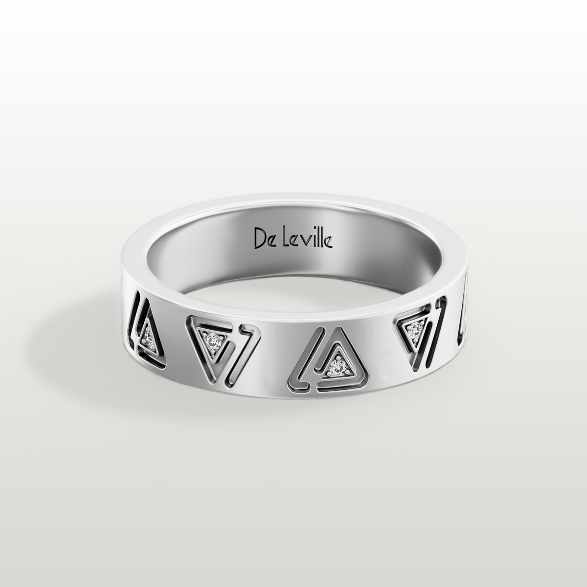 De Leville Classico Segreto ring in 18k white gold — top view