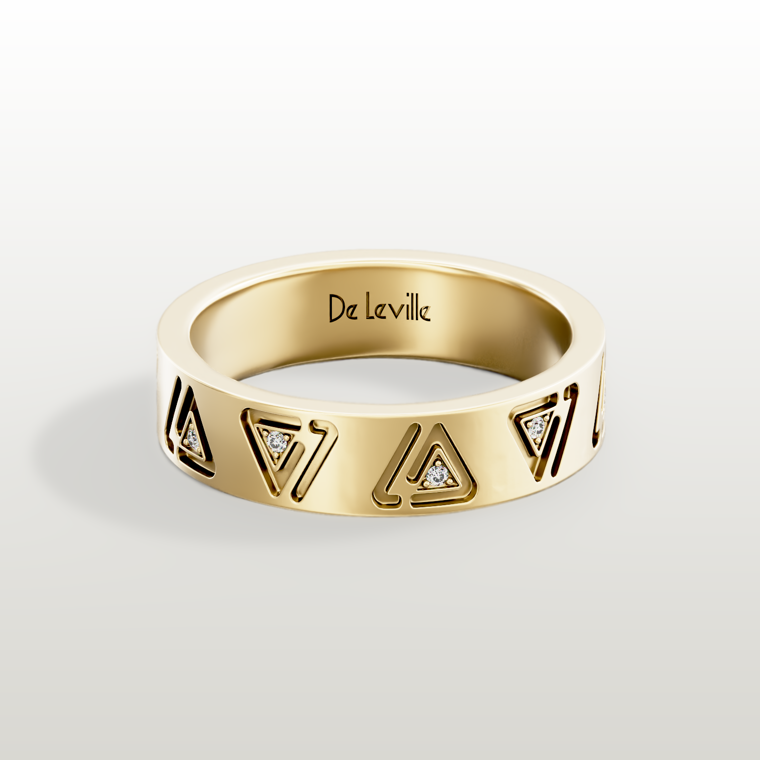 De Leville Classico Segreto ring in 18k yellow gold — top view