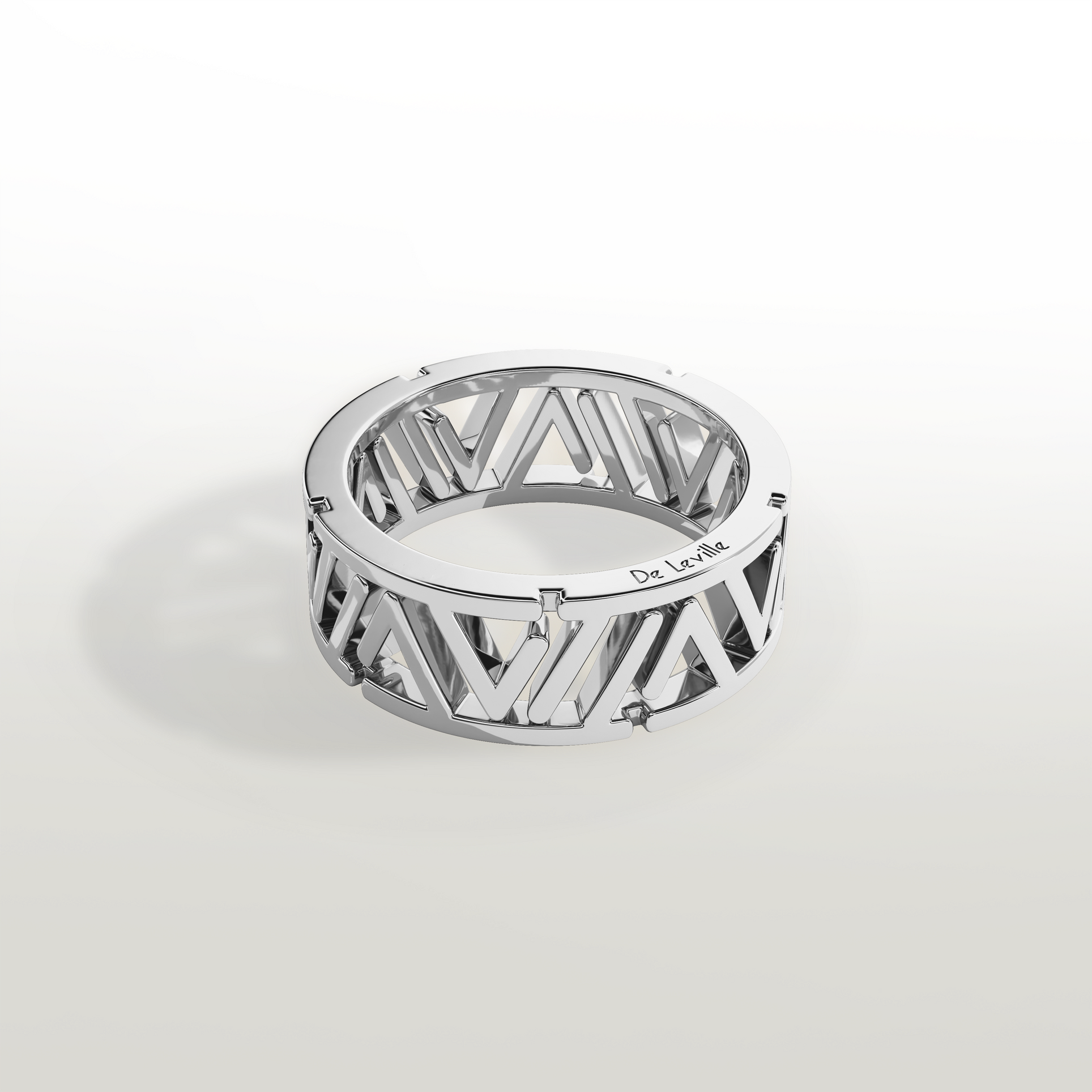 De Leville Incontro Puro ring in 18k white gold — top view