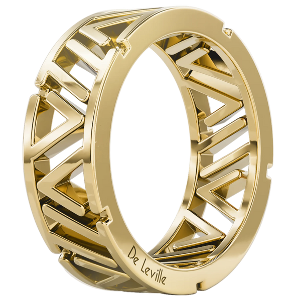 De Leville LILLO Puro ring in 18k yellow gold, angled view