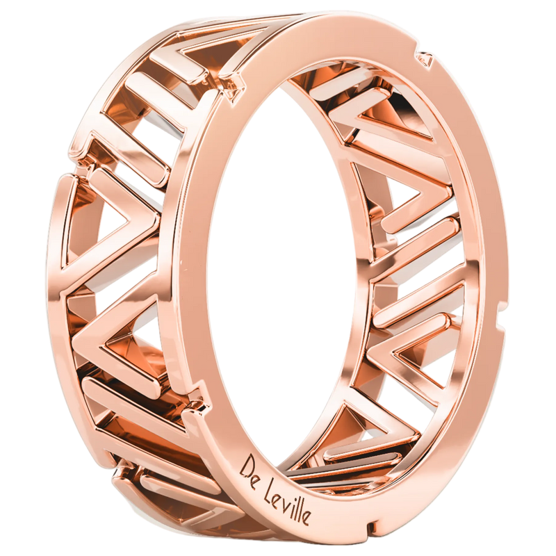 De Leville LILLO Puro ring in 18k rose gold, angled view