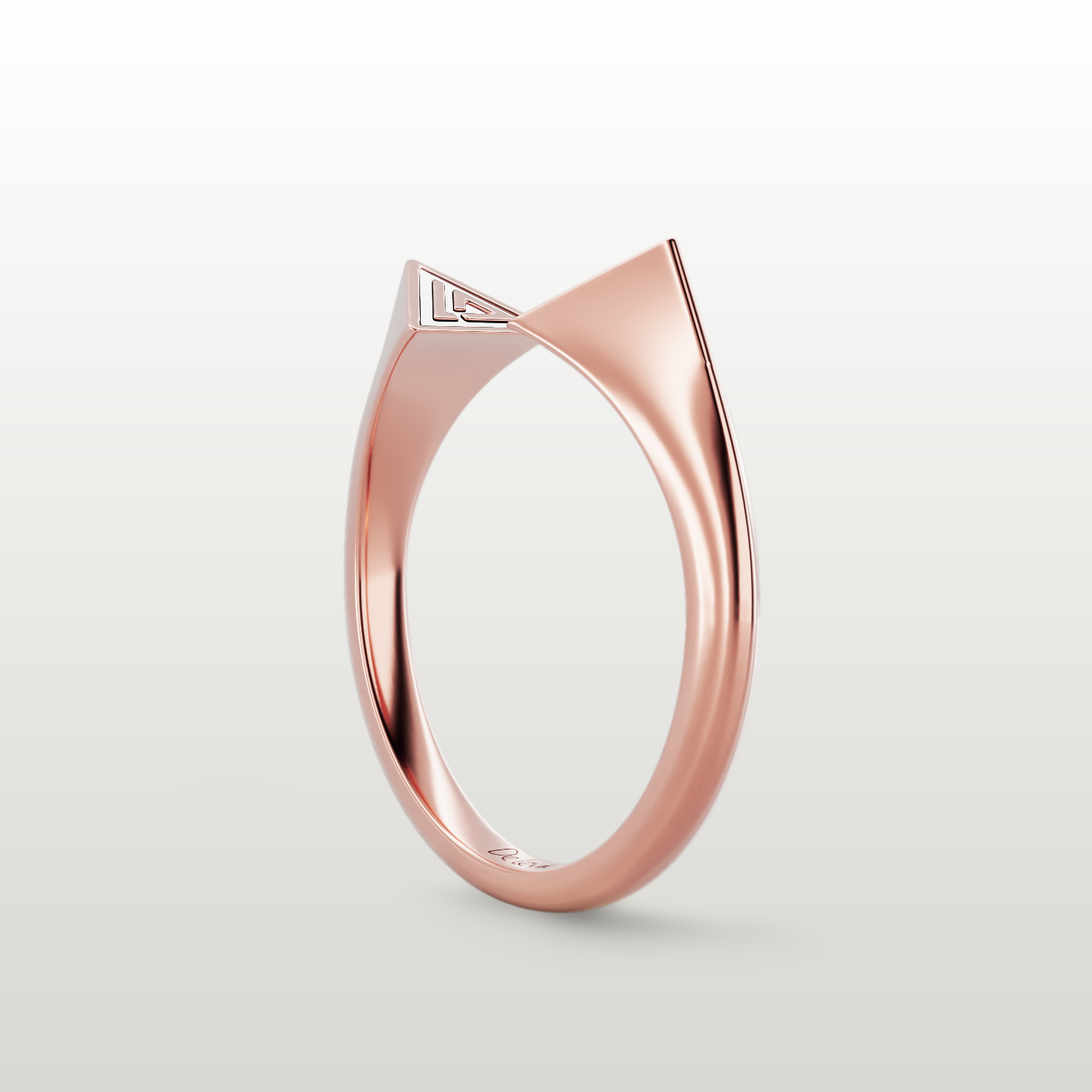 De Leville Mezza Luna ring in 18k rose gold — angled view