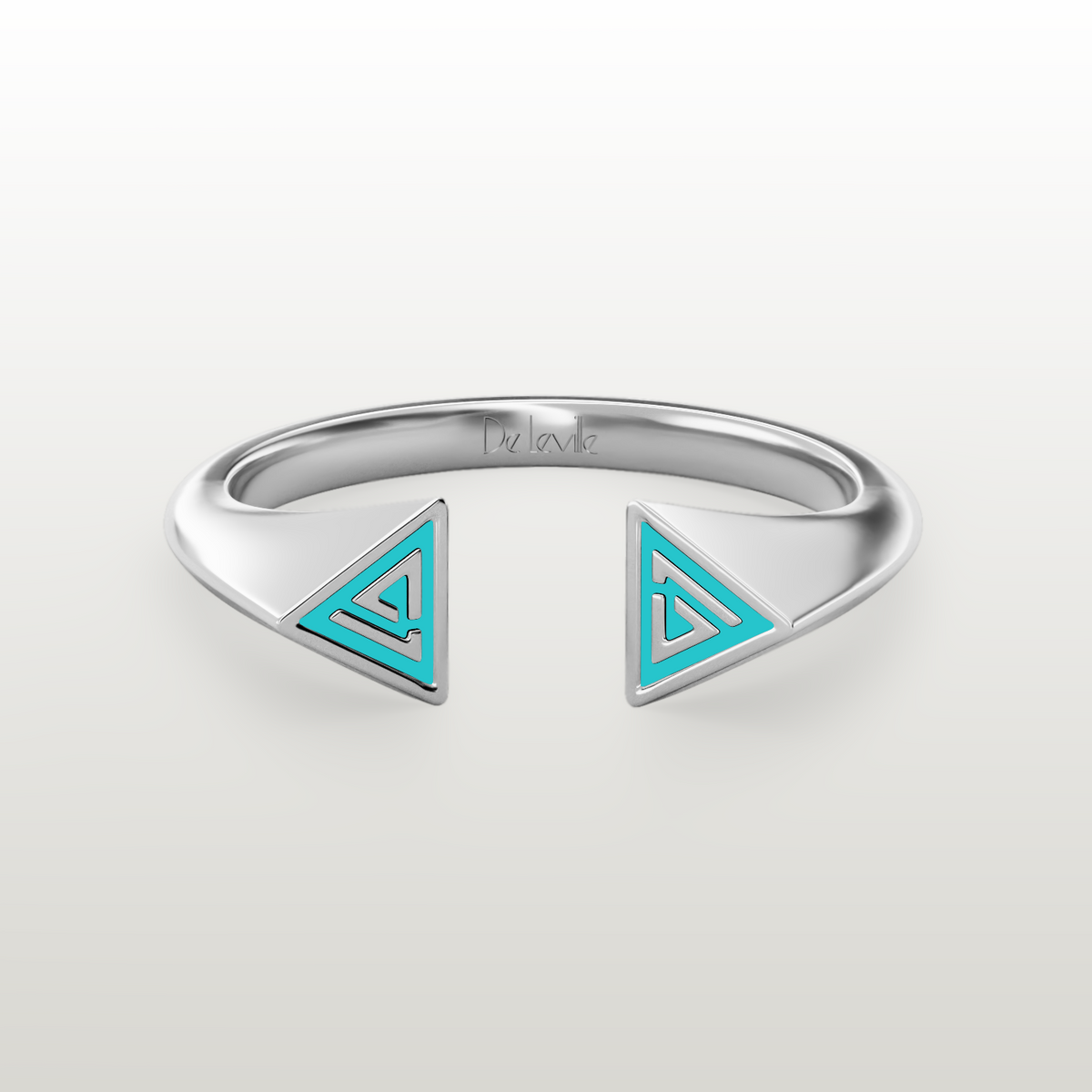 De Leville Mezza Luna ring in 18k white gold — top view