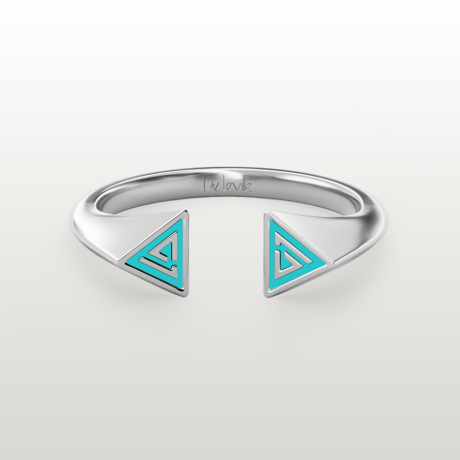 De Leville Mezza Luna ring in 18k white gold — top view